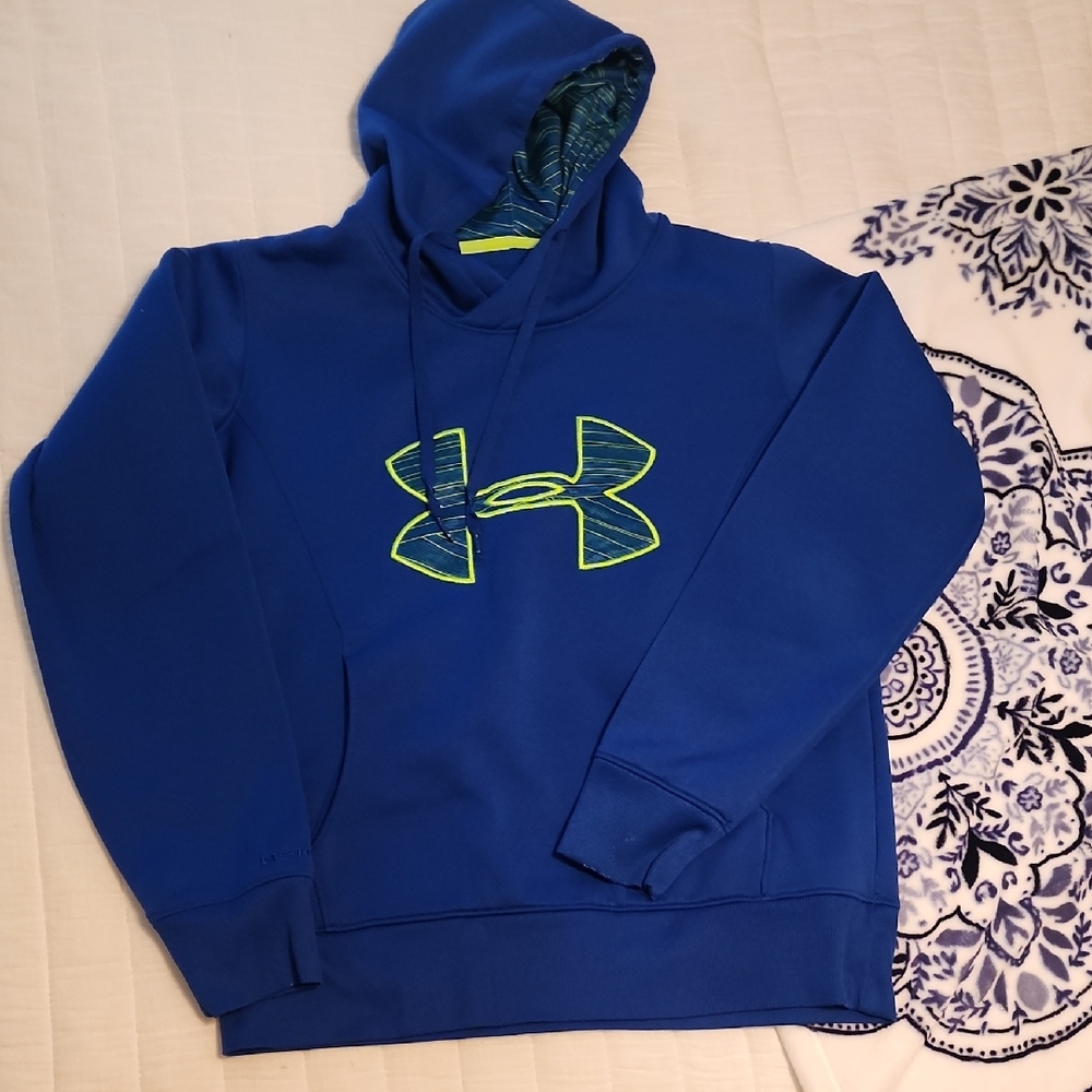 Under Armour Men's Blue and Neon Green Sweater